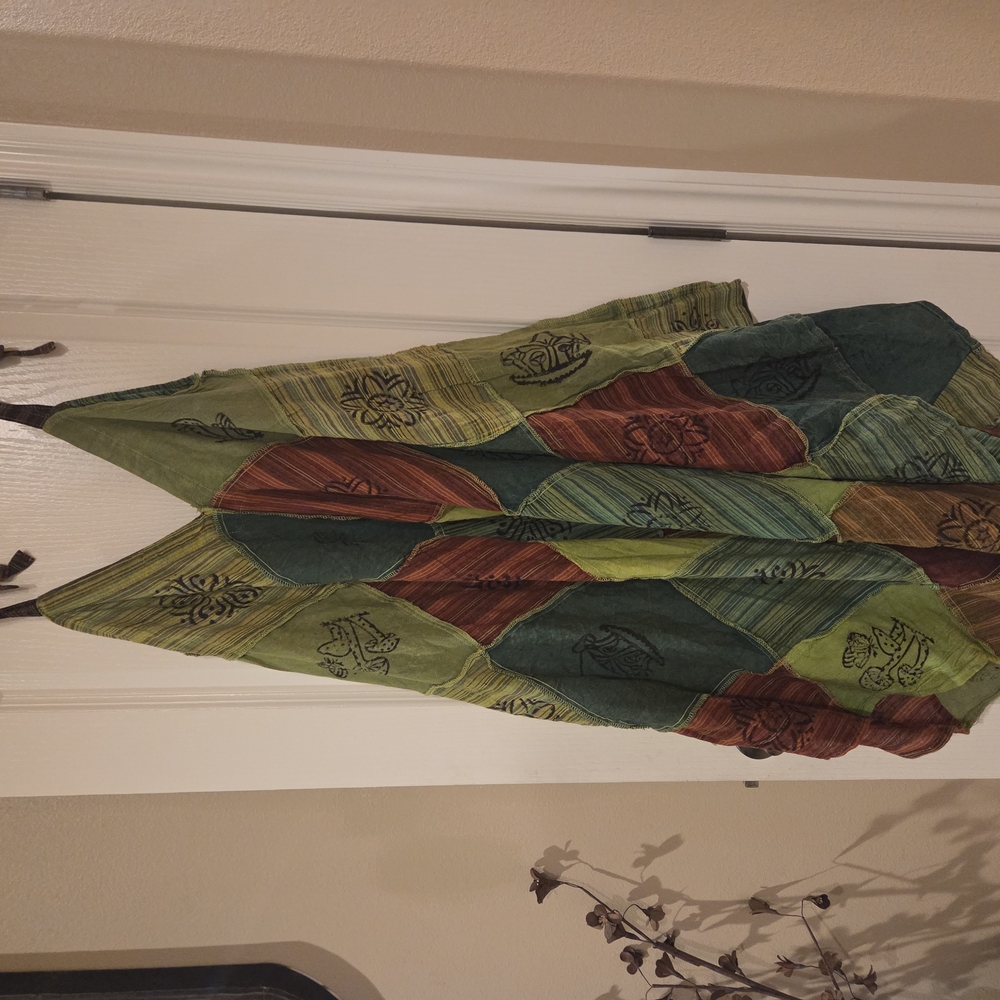 Patchwork Bohemian Jump Suit  - Green and Brown New No Tags